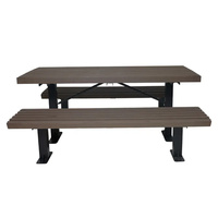 Table de pique-nique en bois WPC pour extérieur public, moderne, commercial, avec cadre en métal, table et banc pour l'école, restaurant, jardin, patio