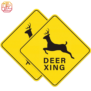 Tanda lalu lintas reflektif aluminium kustom-peringatan keamanan di jalan-melambat dan berhati-hati terhadap hewan liar - Product Image 1