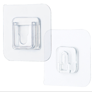 Waterproof Removable Adhesive plastic solid transparent wall mounted sticky hanging hook