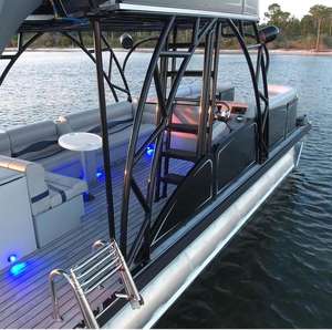 Yate pontón <span class=keywords><strong>de</strong></span> aluminio <span class=keywords><strong>de</strong></span> lujo para 8-12 personas, barco grande <span class=keywords><strong>de</strong></span> lujo con barra <span class=keywords><strong>de</strong></span> motor para pesca, entretenimiento, ocio y crucero - Product Image 2