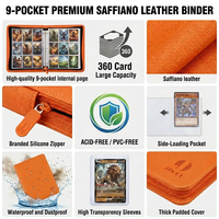 Classeur Premium pour Cartes à Collectionner à Grain Croisé, 9 Poches, 360 Emplacements, Album Zippé Anti-Rayures, Dossier Professionnel pour Collectionneur