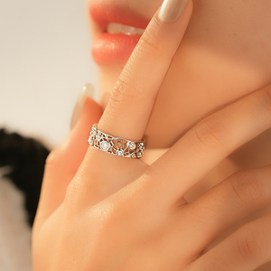 Nuevo Producto de Tendencia, Anillo <span class=keywords><strong>Ajustable</strong></span> Minimalista de Plata de Ley S925 con Encaje Acolchado y Circonita Tallada, Sin Decoloración - Product Image 5