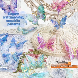 Pegatinas Decorativas <span class=keywords><strong>de</strong></span> PET con Diseño <span class=keywords><strong>de</strong></span> Mariposa Holográfica Personalizada, Grabado Láser 3D en Dorado, Estilo Europeo, Coloridas, <span class=keywords><strong>para</strong></span> Manualidades - Product Image 3