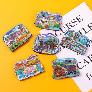 Factory Direct Wooden Epoxy Fridge Magnet 3D Landmark Travel Souvenir Custom Logo Kitchen Refrigerator Magnet Decor - Product Image 1