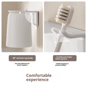 LANZYLO ODM <span class=keywords><strong>Portaspazzolino</strong></span> Elettrico <span class=keywords><strong>a</strong></span> Parete Senza Foratura con <span class=keywords><strong>Ventosa</strong></span> Magnetica e Vano Porta Bicchiere per Collutorio - Product Image 2
