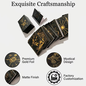 Coffret cadeau de cartes de tarot originales <span class=keywords><strong>pour</strong></span> débutants, 78 cartes de tarot avec surface en feuille d'or et guide d'instructions - Product Image 4
