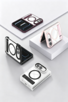 Coque pour iPhone Duo Slim avec support magnétique transparent et anneau de présentation, anti-traces, compatible avec support de véhicule
