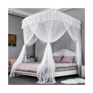 Princesse lit auvent rideau confortable Double couche 4 ouvertures <span class=keywords><strong>moustiquaire</strong></span> décorative drapé filet filles maison porte décoration - Product Image 1