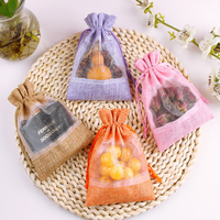 Sac en toile de jute réutilisable écologique naturel, sac en toile de jute transparent avec fenêtre, pochette cadeau en lin avec cordon de serrage, logo personnalisé en vrac