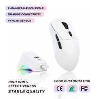 Souris de jeu sans fil et filaire 2.4G, station de charge magnétique RGB, 3 modes, 12000DPI, ergonomique pour PC portable