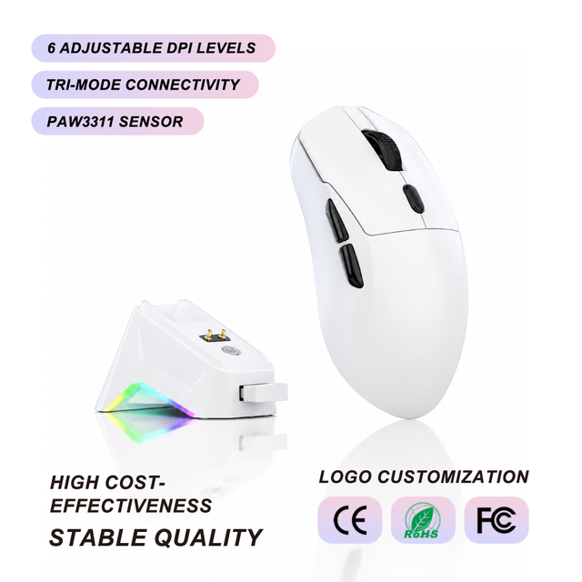 Wireless & Wired 2.4G Gaming Mouse RGB Magnetic Charging Dock 3-Mode 12000DPI Ergonomic for PC Laptop