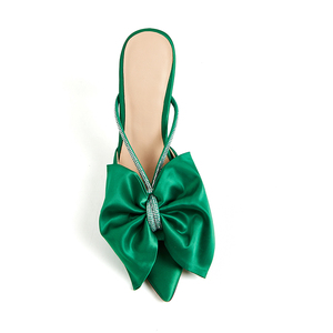 <strong>Slipper</strong> Slip-on Shoes Pointed Peep Toe Bow and <strong>Diamante</strong> Chain Upper High Heel for Fashion Trend Women <strong>Slipper</strong> - Product Image 3