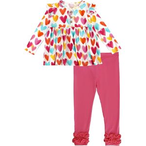 Conjunto de Top de Manga Larga con Estampado de Corazones y Leggings Rosas para Niñas Pequeñas, Ropa de Otoño Invierno - Product Image 1