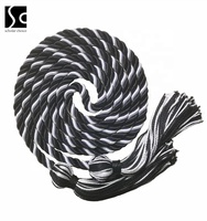 Cordons d'honneur de graduation bicolores noir/argent, cirés, 100% polyester, imperméables