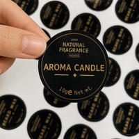 Autocollants ronds noirs et or personnalisés avec logo pour emballage de bougies aromatiques, étiquettes personnalisées pour pots de parfums naturels