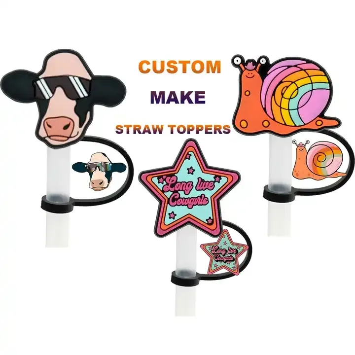 Hersteller Factory Business Logo Anime 2D 3D Stroh abdeckung Custom Make Weich gummi PVC Trink stroh deckel