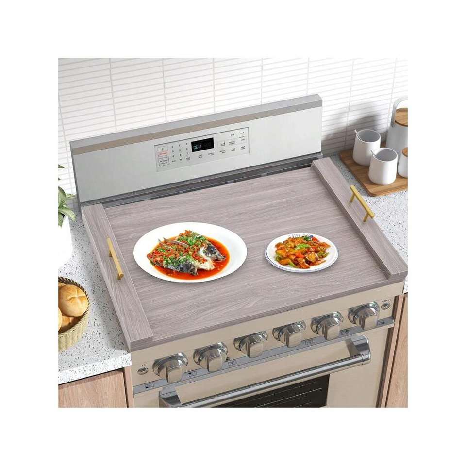 Rustic Kitchen Serving Tray Stove Top Cover and Noodle Board for Gas and Electric Stove Wooden Decorative Cook-Top Range