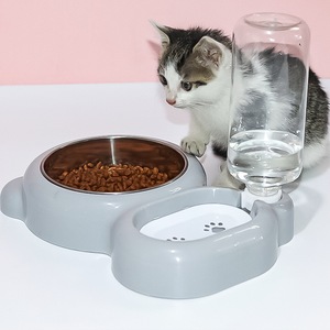 Bol d'eau automatique pour animaux de compagnie avec design anti-salissure, double gamelle en acier inoxydable pour chiens et chats, forme arrondie anti-renversement - Product Image 2