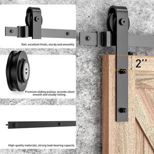 WEKIS Kit de Herrajes para Puerta Corredera de Gran Resistencia de Acero al Carbono Negro Satinado de 6.6 Pies, Silencioso, para Puertas de Granero, Dormitorio y Cocina - Product Image 3