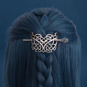 Barrettes à cheveux celtiques vikings, épingles à cheveux vintage à nœud celtique, bâtons à cheveux rétro en alliage d'argent, bijoux de barrette à cheveux en métal viking celtique - Product Image 3