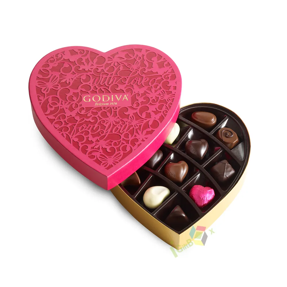 Scatola di cioccolatini a forma di cuore Hotsale scatola di imballaggio di cioccolato regalo di lusso con Logo personalizzato