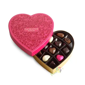 חם בצורת לב תיבת שוקולד לוגו מותאם אישית לוגו יוקרה מתנה