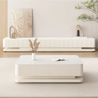 Meubles de salon de luxe support TV blanc et table basse ensemble armoire de style minimaliste moderne avec tiroir