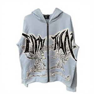 Sudadera con capucha forrada de invierno MIXED EMOTION con cremallera de diamantes hecha a mano, 450G, 100% algodón tejido, impermeable, transpirable, ropa deportiva completa - Product Image 3