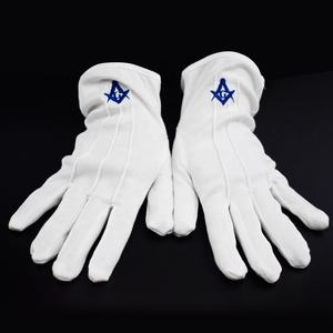 Guantes Blancos de Algodón con Bordado Masónico Personalizado de Alta Calidad, Guantes Masónicos Blancos con Logo del Arco Real - Product Image 4