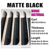 Vente en gros Extensions de cils noir mat foncé Volume individuel Plateau à cils en vison de soie Marque privée Plateau d'extension de cils en cachemire