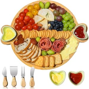 Bandeja de madera transfronteriza para frutas con extremos en forma de corazón, bandeja de té de madera para hotel, plato de desayuno de madera sencillo con bandeja para cubiertos - Product Image 1