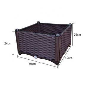 Jardinière carrée en plastique au design classique pour l'extérieur, pot de fleurs à poser au sol, non revêtue - Product Image 2