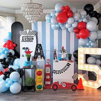 Superbe ensemble de décoration pour fête d'Halloween sur le thème de la course rapide, ballons en latex à carreaux rouges, bleus et noirs pour les célébrations d'anniversaire