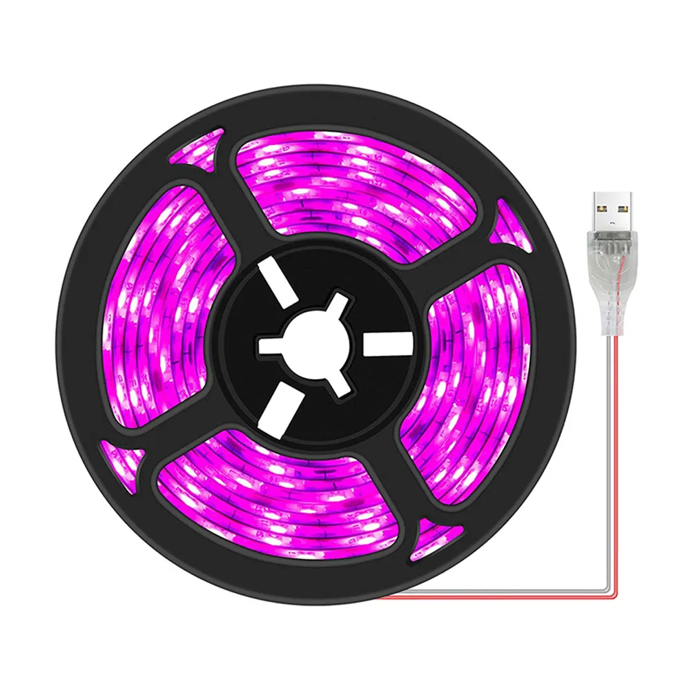 Lampu Strip tanaman Led 5m 5V, lampu tumbuh tanaman Phyto spektrum penuh untuk biji bunga rumah kaca tenda hidroponik pencahayaan tanaman