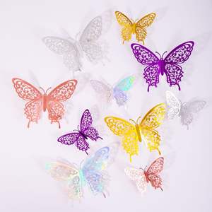 ผีเสื้อ3D สำหรับตกแต่งวันเกิด3D DIY ผีเสื้อประดิษฐ์สำหรับดอกไม้หรือเค้กหรือตกแต่งผนังผีเสื้อมีกาวในตัว - Product Image 4