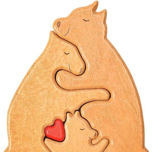 Rompecabezas de madera con diseño de oso para padres e hijos, juego de rompecabezas para decoración del hogar, tallados de madera familiares - Product Image 2