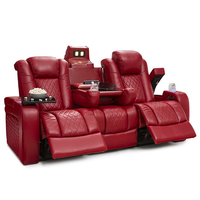 CY Promotion Chaise de cinéma inclinable électrique en cuir véritable, design moderne, en bois massif, pour home cinéma, avec table pour ordinateur portable, idéale pour la salle de sport