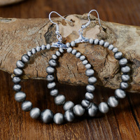 Boucles d'oreilles créoles en perles de Navajo faites à la main de style occidental 2023 pour femme