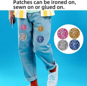Großhandel Bling Patch Stickerei Eisen auf Tasche Kleidung Kleid Karierte Disco Ball Hut Stickerei Patch für Frauen Mann Hut Diy - Product Image 3