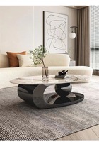 Ensemble de Tables Basses Salon, Table Basse Moderne Simple pour Maison, Petit Appartement, Salon Italien, Designer Ovale, Nouvelle Table à Thé