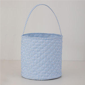 Nuovi Stili di Cesti Pasquali per Bambini, Alta Qualità, Motivo a Quadretti, con Volant e Fiocco, per Caramelle e Uova, Rosa - Product Image 5