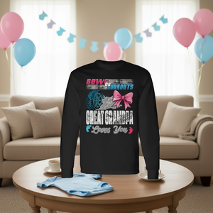 Camiseta de manga larga con estampado de Burnouts Or Bows Great Grandpa Loves You para revelación del género - Product Image 3