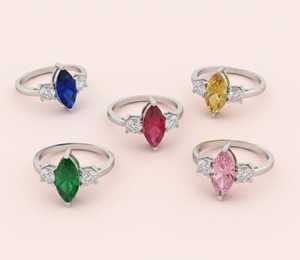 แหวนทองคำขาว 14KT ประดับพลอยมาร์คีส์เพาะเลี้ยงในห้องปฏิบัติการและเพชรเพาะเลี้ยงในห้องปฏิบัติการที่ได้รับการรับรอง - Product Image 1