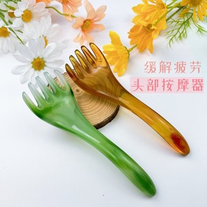 Peigne de massage à cinq branches en résine pour acupression du cuir chevelu, gratte-tête pour la relaxation et les soins des méridiens - Product Image 3