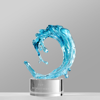 Trophée en verre personnalisé avec ondulations et couleurs cristallines, Trophée TV Sport, Trophée en verre K9, Trophée en bois, Vente en gros