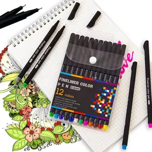 12pcs בסדר אוניית צבע עט סט 0.4mm עבור קליגרפיה גרפיטי אמנות מרקר עיפרון ציור