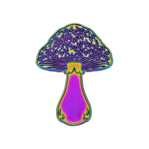 Broche femme belle belle belle champignon plaqué peinture arc-en-ciel accessoires en métal peint Badge métal glaçure broche