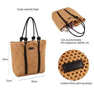 New Arrival Summer Beach Ladies Straw Bags Handmade Large Beach Tote Bag Tote Bag With Zipper