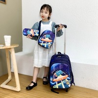 Mochila multiuso escolar, mochila de três peças de estampa de desenho animado para estudantes de jardim de infância