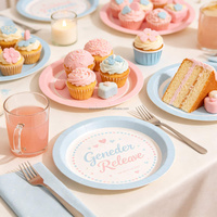 Assiettes en papier pour révélation du sexe, roses et bleues, vaisselle jetable pour fêtes et célébrations